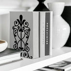 Peacoblue Metal Bookends for Shelves, Modern Decorative Heavy Duty Study Book Support Stoppers for Office, Desk, Shelf, Room 5.3"x4.3"x7.9" Cast Iron Tall Bookends, 1 Pair (European Style Pattern) - style: European style Pattern