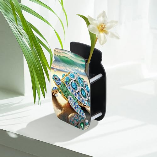 5D Diamond Painting Kit Vase, DIY Turtle Diamond Art for Adult Beginners Acrylic Special Shaped Double-Sided Vase Handmade Crafts, Suitable for Home Living Room Desktop Decoration - color: Turtle