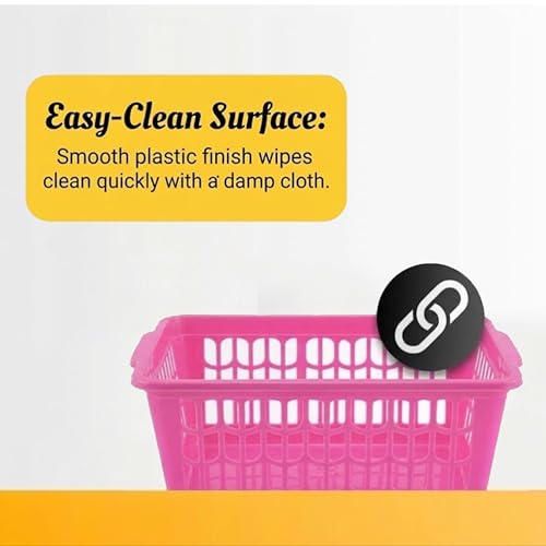 YBM HOME Plastic Perforated Storage Basket Bin Office Drawer, Shelf Desktop Countertop Tray Organizer 32-1188 (12, Pink) - color: Pink, size: Pack of 12