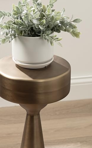 Kate and Laurel Solbrett Modern Sophisticated Metal Drink Table, 10 x 10 x 22, Antique Brass, Contemporary Mini Pedestal Table with Unique Sculptural Design for Use as Indoor Plant Stand - color: Gold
