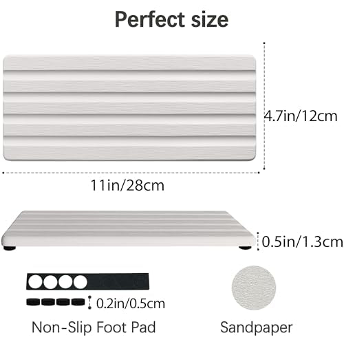 Diatomite Soap Dish, Water Absorbing Stone Tray, Kitchen Sink Organizer, Fast Drying Counter Holder (White, 11" x 4.7"/28 x 12cm) - color: White, size: 11" x 4.7" (28 x 12cm)