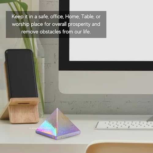 Amazing Gemstone Angel Aura Quartz Pyramid Crystal Healing Stones - 2" Great Pyramid Figurine of Natural Stone Pyramid for Meditation, Reiki, Chakra Balancing and Crystal Pyramids Grid - color: Angel Aura Quartz