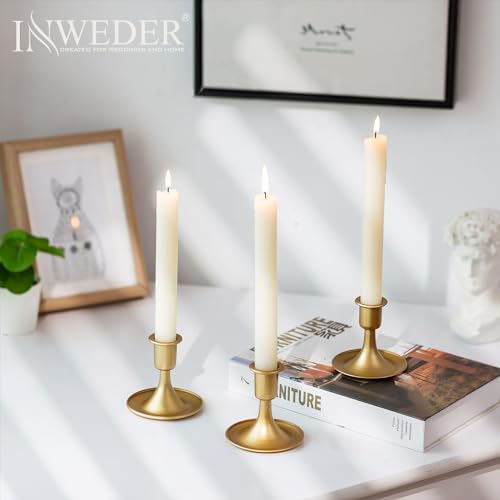 Gold Candle Holders Candlestick Holders: Set of 24 Candle Taper Holders Metal Candle Holders for Candlesticks for Wedding Centerpiece Party Chrismas Mantel Home Decor - size: 24Pcs