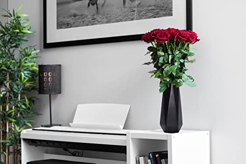 D'vine Dev 11 Inch Matte Black Ceramic Vase, Geometric Handmade Craft Flower Vase with Design Box Packaged, VS-GM-MB-11 - color: Matte Black, size: 11 Inch