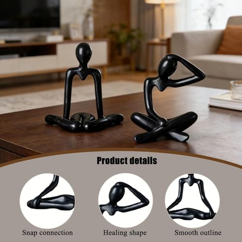 Abstract Thinker Statue Set of 4, Modern Home Decor for Shelves, Console Table & Entryway, Minimalist Neutral Aesthetic Figurines, Lightweight Safe Decor for Living Room & Office(Black) - color: Black