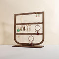 GemeShou wooden hanging jewelry organizer, walnut jewelry display holder for selling, dangle necklace storage shelf, 3 tier earring display stands for selling【Jewelry shelf-3 tier】