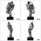 MOLIGOU 3Pcs Thinker Statue, No Hear No See No Speak Abstract Art Figurine, Sculpture Decor for Office, Desktop, Bookshelf (Silver)