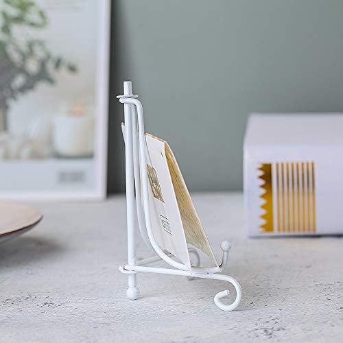 Artliving 4 Inch White Iron Small Plate Stand Holder, Picture Easel, Display Stand for Cookie, Photo,Placecard or at Weddings, Birthday Party(4 Pack) - size: 4 inch(4 pack)