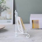 Artliving 4 Inch White Iron Small Plate Stand Holder, Picture Easel, Display Stand for Cookie, Photo,Placecard or at Weddings, Birthday Party(4 Pack) - size: 4 inch(4 pack)