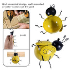 OBTANIM 4 Pack Cute Metal Bee Garden Wall Art Decorative Yard Hanging Decorations Outdoor Lawn Wall Sculptures - style: Metal Bee