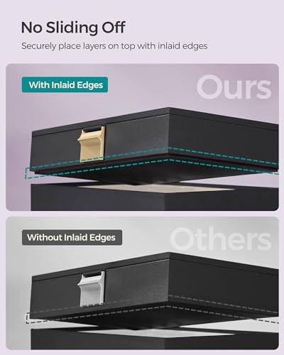 SONGMICS Stackable Jewelry Trays, 4-Tier Jewelry Box, Drawer Jewelry Organizer, with Glass Lid, Removable Dividers, for Vanity Table, 6.7 x 11 x 7.2 Inches, Gift Idea, Ink Black UJBC164B01 - color: Ink Black
