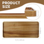 2 pcs 15.7" x 7" Large Solid Acacia Wood Serving Trays Rectangular Wooden Serving Platters Natural Wooden Boards for Bar Coffee Party - size: 15.7" x 7" x 1.2"