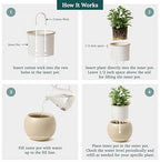 Ceramic Self Watering Plant Pot | 6.8 Inch Pot with 4.5 Inch Inner Pot for Small Plants | Ivory Pot for Indoor Plants | Round Self Watering Planter | Bottom Watering Pots for Indoor Plants