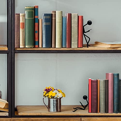 Ottimo Heavy Duty Metal Unique Office Desk Bookends for use as Bookshelf Decor, Home, Office or Kitchen Shelves. Unique, Cute and Decorative Book Stopper to Hold Books, Great Gift Idea (Black) - color: Black