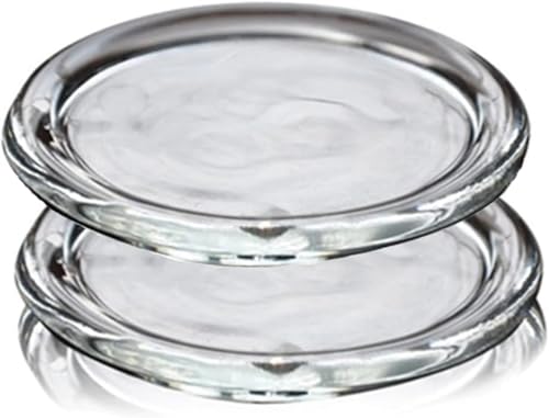 Glass Candle Holder 2 Pack 5 Inch Clear Beautiful Transparent Round Candle Plate (2pack 5inch) - size: 2pack 5inch