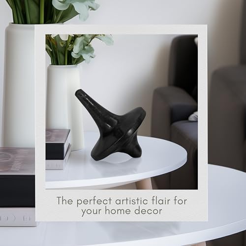 Dressler Alabaster Tops Decorative Object – Stone & Marble Modern Home Decor Accent – Artistic Shelf Styling & Coffee Table Decor for Office & Living Room – 6", Black - size: 8"