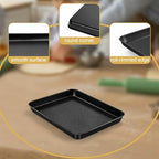 E-far Mini Toaster Oven Pan, 9x7x1 Inch Small Baking Sheet Tray for Cookies Cake, Nonstick Carbon Steel Baking Pan for Bacon Steak, Nontoxic & Easy Clean, Heat & Warp Resistant - size: 9x7x1 Inches
