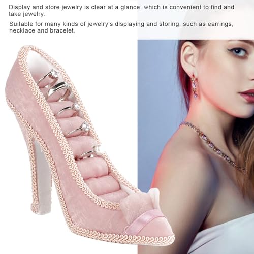 Jewelry Stand, Fashion High Heeled Shoes Ring Display Stand, Necklace Ring Holder for Girls, Bridal, Women Gifts (High Heels)