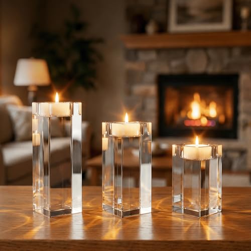 Votive Candle Holder Set of 3, Glass Votive Cande Holders Bulk, Tealight Cande Holder for Home Decor, Wedding,Christmas,Thanksgiving - size: 3 Pcs