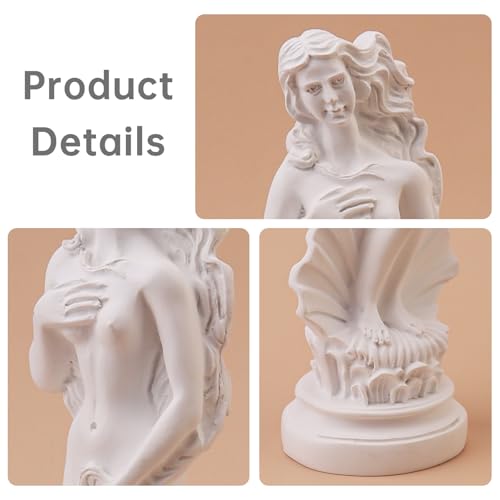 Birth of Venus Sculpture, 7.6 Inches Resin White Greek Roman Goddess Aphrodite Art Figurine Sculpture for Home/Office Decor,Valentine's Day Gift (Birth of Venus Sculpture) - style: Birth of Venus Sculpture