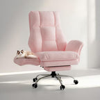 Big and Tall Office Chair, Flip Armrests for Pets & Cross Legged Sitting, Executive Ergonomic Computer Gaming Chair with Foot Rest, Teddy Fleece Wide Seat Reclining Desk Chair, Pink - color: Pink