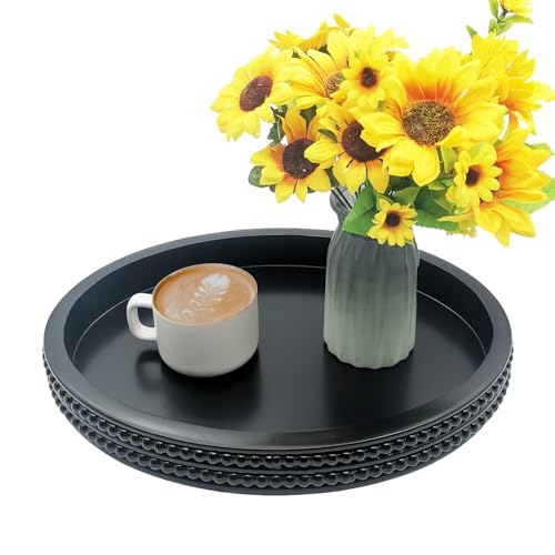 Carah & Cossh Oval Wooden Modern Decorative Tray 16''x12'', Farmhouse Rustic Serving Tray, Table Centre Tray, Perfect for Storage and Display (Black) - color: Black
