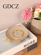 GDCZ Ceramic Jewelry Tray Set of 2, Personalized Trinket Dish with Pattern, Ring Dish, for Rings Earrings Necklaces Bracelet Watch Keys, Perfect for Gifts for Women (Grey) - color: Grey