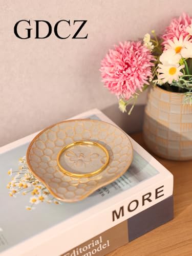 GDCZ Ceramic Jewelry Tray Set of 2, Personalized Trinket Dish with Pattern, Ring Dish, for Rings Earrings Necklaces Bracelet Watch Keys, Perfect for Gifts for Women (Grey) - color: Grey