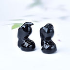 Natural Obsidian Crystal Raven Statue 2" Healing Crystal Handmade Sculpture Lucky Guardian Pocket Statues Reiki Meditation Office Home Decoration Gift - color: Obsidian