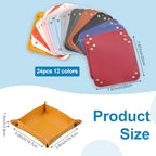 JIEYAO 24 Pcs PU Leather Valet Trays, Foldable Key Jewelry Catchall Tray Portable Travel Dish Plate for Entryway Desk Bedside Wallet Watch Coin Multicolor