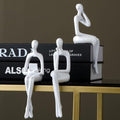 Set of 3 Minimalist Statues, Abstract Thinker Figurines, Sitting Zen Pose, Lightweight & Durable Acrylic Gypsum Cement. Suitable for Office, Living Room, and Desk Decoration.