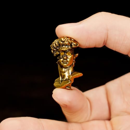 CHOVY Binary David Peep into The Future Sculpture Retro Style Made of Solid 100% Brass Handcrafted Ideal for Home Decor Desk Ornaments Collectible Crafts Office Scene Setters & Artistic Decorations - style: Dual David