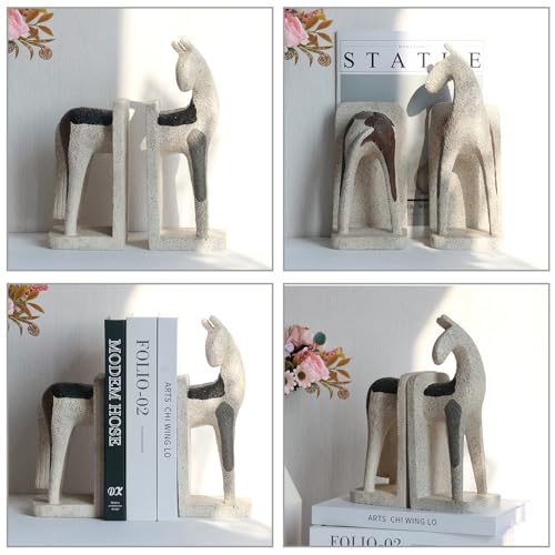 Lukitas Abstract Horse Decorative Bookends Heavy Duty, Modern Minimalist Nordic Ornaments for Office Home Bookshelf Decor, Resin 11'' - color: Abstract Horse