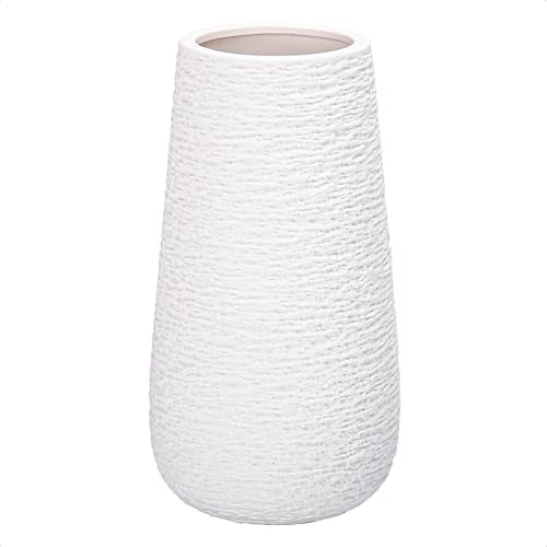 D'vine Dev 10 Inch Textured White Elegant Oval Ceramic Vase for Flowers, Home Décor Vase with Design Box, VS-LD-B-1 - color: Textured White, size: 10 Inch