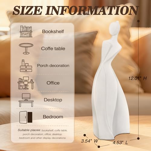 Abstract Woman Statue, White Female Figurine, Modern Resin Sculpture for Home Décor, Bookshelf & Office Desk Decor, Unique Gift for Women, Birthday, Anniversary - size: Lady-A