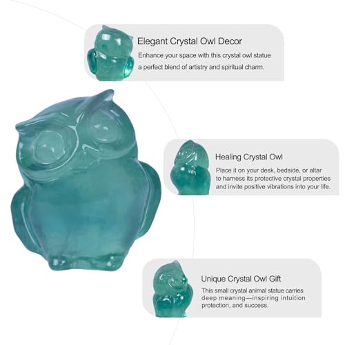 2 Inch Owl Figurine Handcrafted,Fluorite Healing Crystal Animal Sculpture,Home Decor Unique Gift for Collectors,Crystal Artwork Nature Lovers Birthday Anniversary Present Spiritual Gift - color: Fluorite Owl