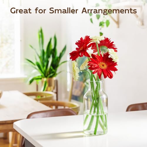 Clear Glass Vase, 3.5x7.6inch Glass Flower Vase for Plants, Wide Mouth Vase for Home, Wedding, Living Room, Dining Table - size: 3.5"Wx7.6"H