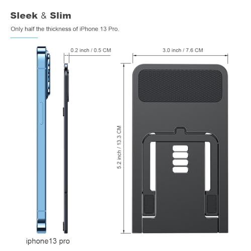 Kemoxan Ultra-Slim Foldable Cell Phone Stand for Desk, Ultrathin Portable Pocket Smartphone Kickstand, V Small Mobile Phone Travel Mount Compatible with Universal iPhone IPads Android Kindle - color: Ultrathin