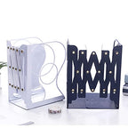 Adjustable Bookends Metal Book Ends for Heavy Book Holder Heavy Duty Bookends Nonskid Bookcase Desktop Book Organizer Binder Holder - color: Black-round