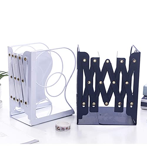 Adjustable Bookends Metal Book Ends for Heavy Book Holder Heavy Duty Bookends Nonskid Bookcase Desktop Book Organizer Binder Holder - color: Black-round