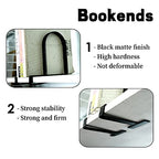 Book Ends for Shelves: Black Metal Book Ends, Heavy Duty Bookend Supports for Shelves, Non-Skid Book Organizer for Home Office School Supplies - style: Normal