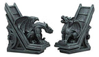 Ebros Gothic Roaring Gargoyles with Celtic Floral Knotwork Bookends Figurine Set in Rooftop Sculptural Design 7" High Medieval Renaissance Architectural Goth Decor Resin Sculptures Gargoyle Statue