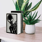 Peacoblue Metal Bookends for Shelves, Modern Decorative Heavy Duty Study Book Ends Stoppers for Office, Desk, Shelf, Room 5.3"x4.3"x7.9" Cast Iron Simple Tall Bookends 1 Pair (Aliens) - style: Alien