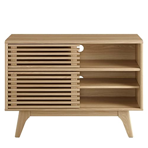 Modway Render Mid-Century Modern Two-Tier Display Stand in Oak - color: Oak