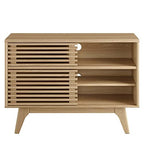 Modway Render Mid-Century Modern Two-Tier Display Stand in Oak - color: Oak