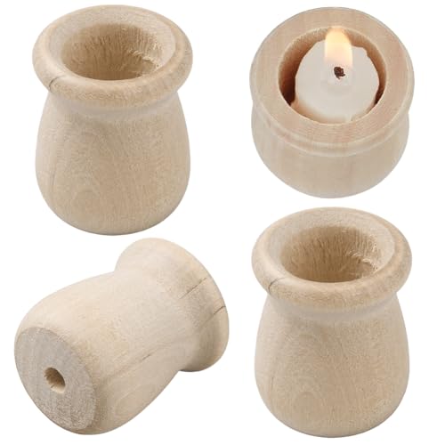GORGECRAFT 1.3 Inch 10pcs Unfinished Wood Candle Cups Blank Candle Holders Wooden Candlesticks 0.2 Inch Hole Classics Flower Container for Hand Painting Crafts Home Wedding Decorations - size: 1.3x0.63inch,0.2inch