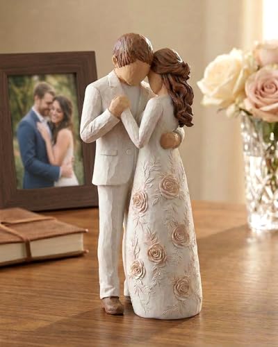 Romantic Couple Figurine Resin Lover Statue, Wedding or Engagement Gifts for Couples, Idea, Romantic Home Decor Sculpture for Wife Girlfriend (Couple Resin Figurines)