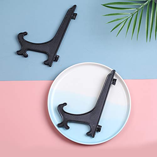 Artliving 7" Black 24pcs/Set Plastic Easels Plate Display Stands Picture Frame Stand Holder - color: Black, size: 7inch(24piece)