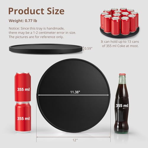 12 Inch Wood Round Tray, Wooden Decorative Serving Coffee Table Tray Centerpiece Candle Holder for Black Kitchen Dining Room Home Decor Coffee Table Decor and Accessories - color: Black, size: 12"