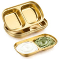 Teenyyou 4 Pcs DIY Esthetician Bowls Face Mask Tray Esthetician Supplies Stainless Steel Compartment Serving Tray Women Skincare Products for Spa Salon Aesthetician Beauty, Nail Art(Gold,Small) - color: Gold, size: Small
